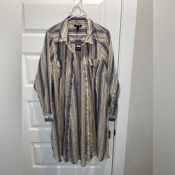 NWT Torrid $65 Stripe Voile Drop Shoulder cotton Shirt Kimono Size 2X - Picture 3 of 9